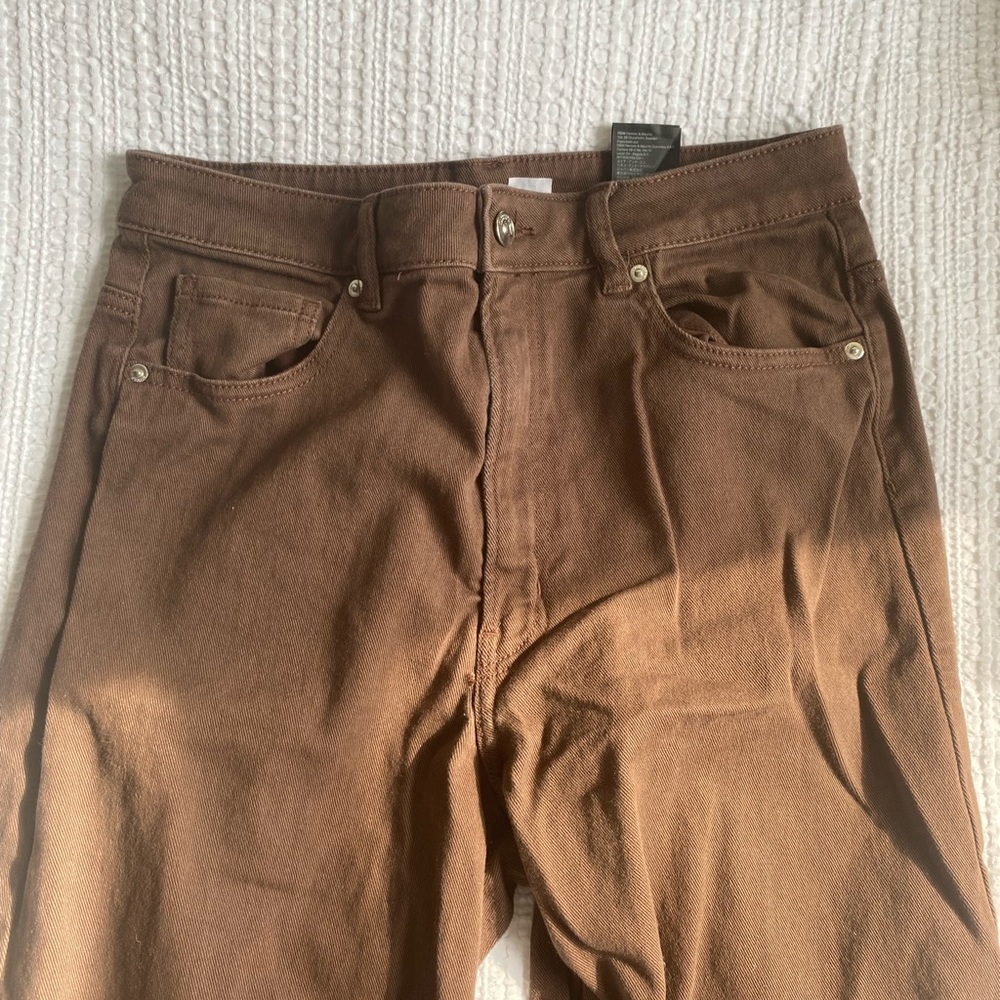 High Rise Brown Jeans wide leg size 10 fall aesthetic